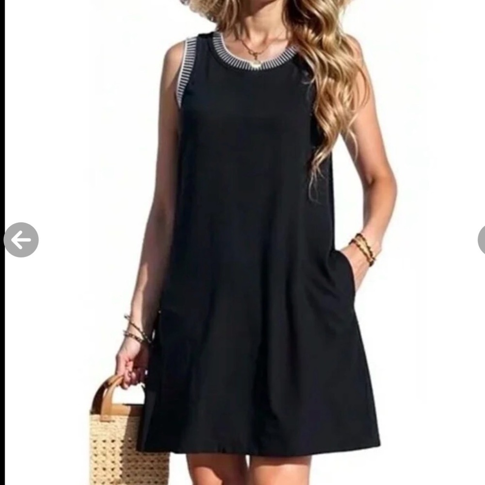 Women’s Color Block  Summer Casual Beach Tank Sleeveless Dress Large